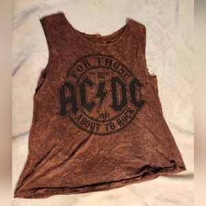 ACDC Dark Red Maroon Cropped Sleeve Tie Dye Tank Top